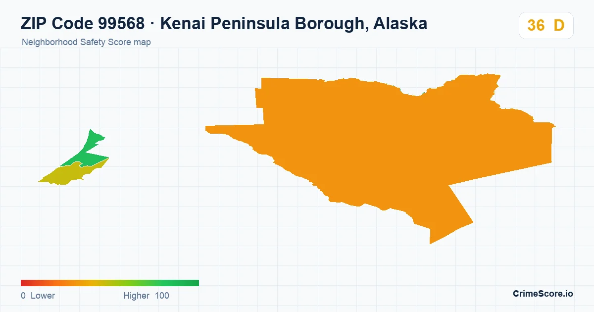 ZIP Code 99568 in Kenai Peninsula Borough, Alaska neighborhood Safety Score map
