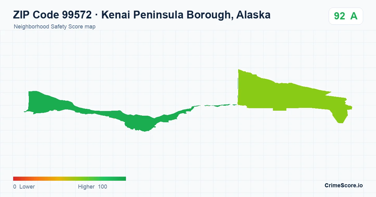 ZIP Code 99572 in Kenai Peninsula Borough, Alaska neighborhood Safety Score map