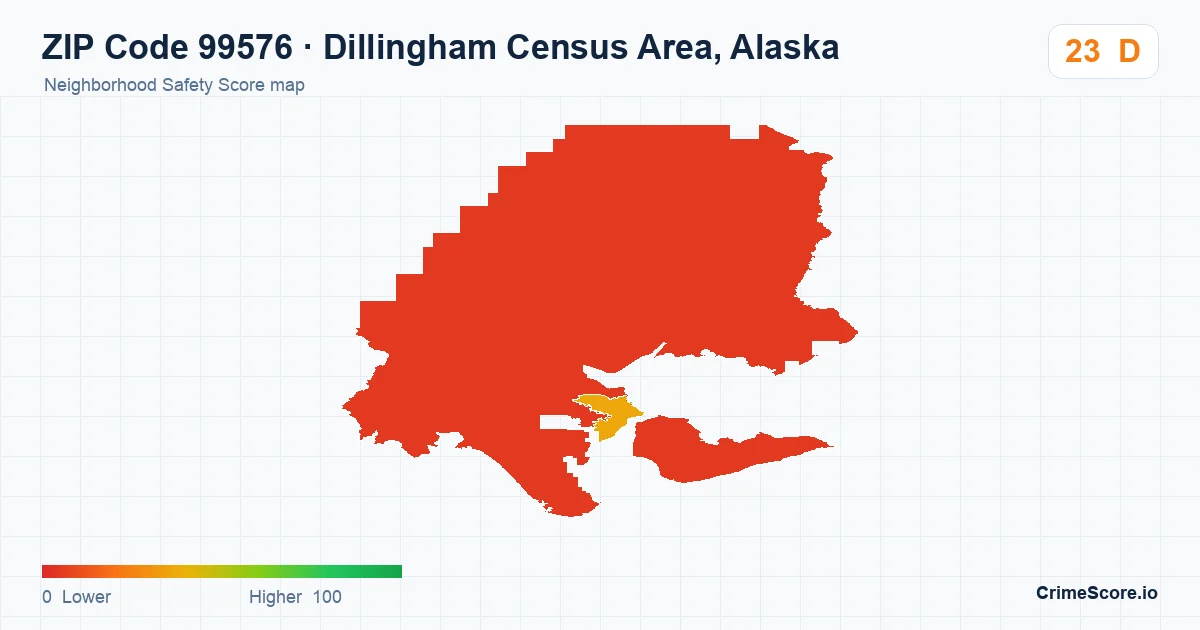 ZIP Code 99576 in Dillingham Census Area, Alaska neighborhood Safety Score map