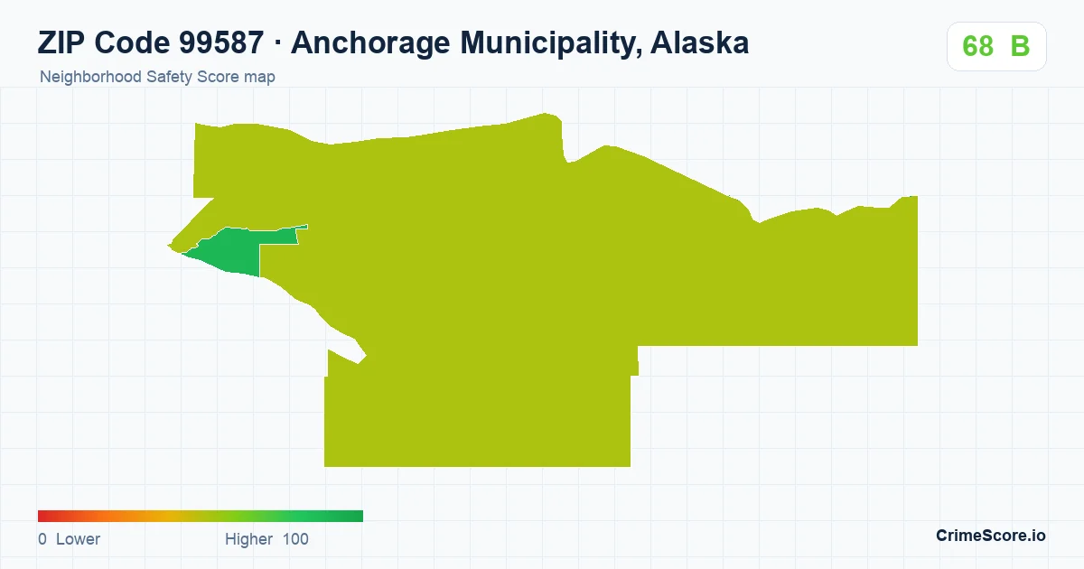 ZIP Code 99587 in Anchorage Municipality, Alaska neighborhood Safety Score map