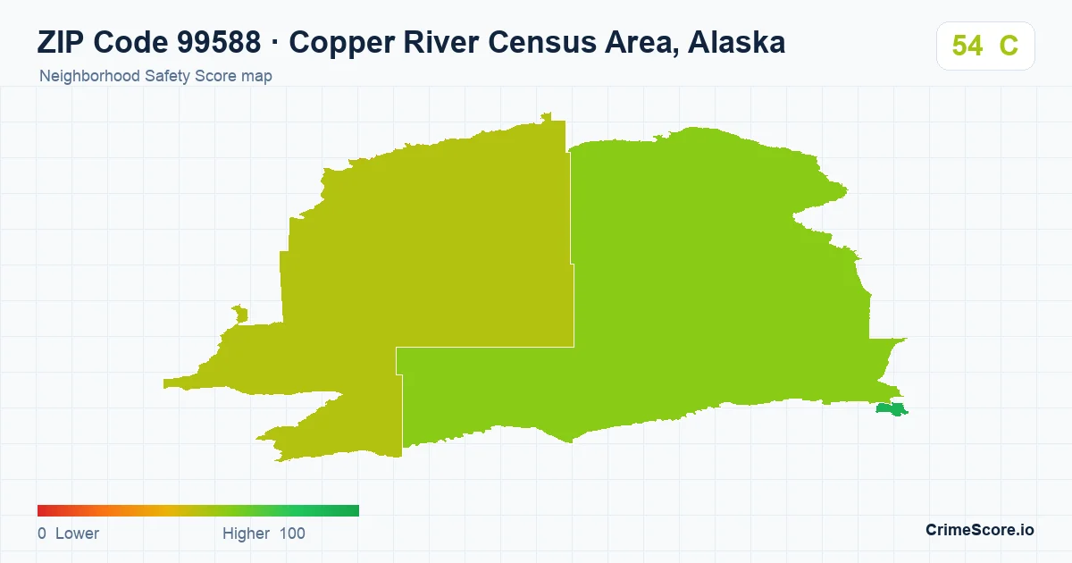 ZIP Code 99588 in Copper River Census Area, Alaska neighborhood Safety Score map