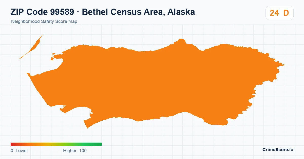 ZIP Code 99589 in Bethel Census Area, Alaska neighborhood Safety Score map