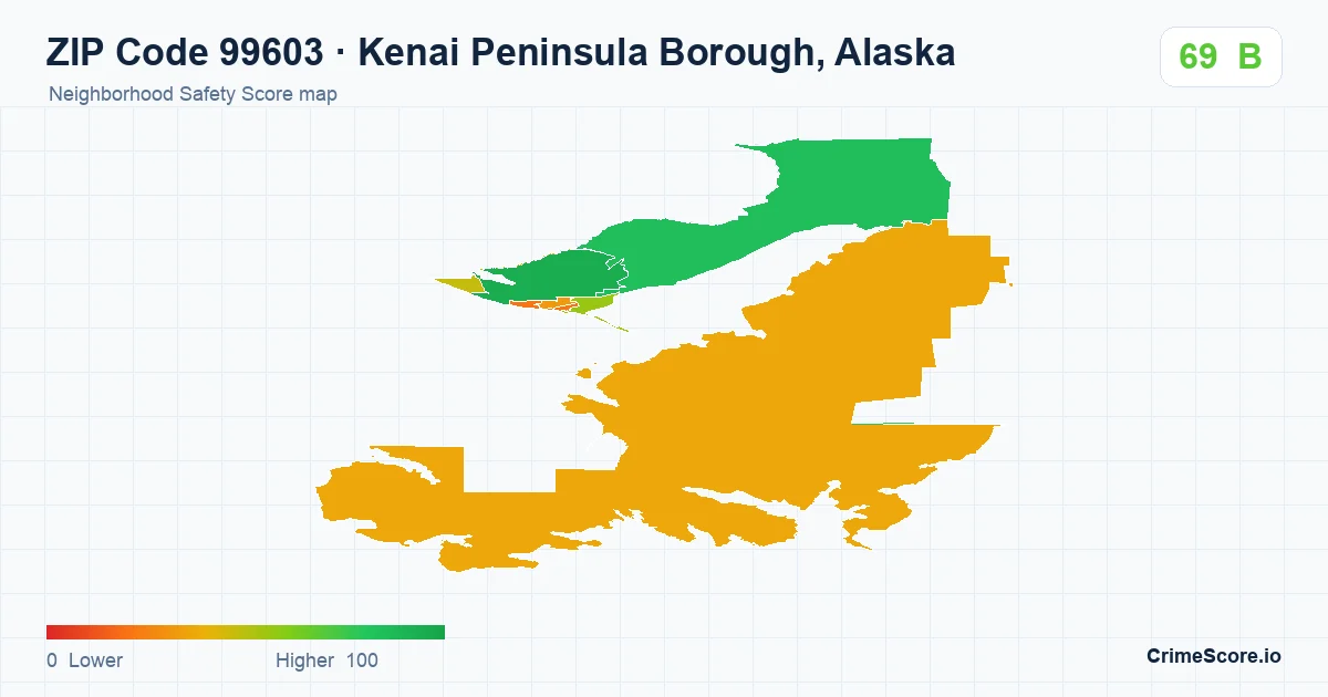 ZIP Code 99603 in Kenai Peninsula Borough, Alaska neighborhood Safety Score map
