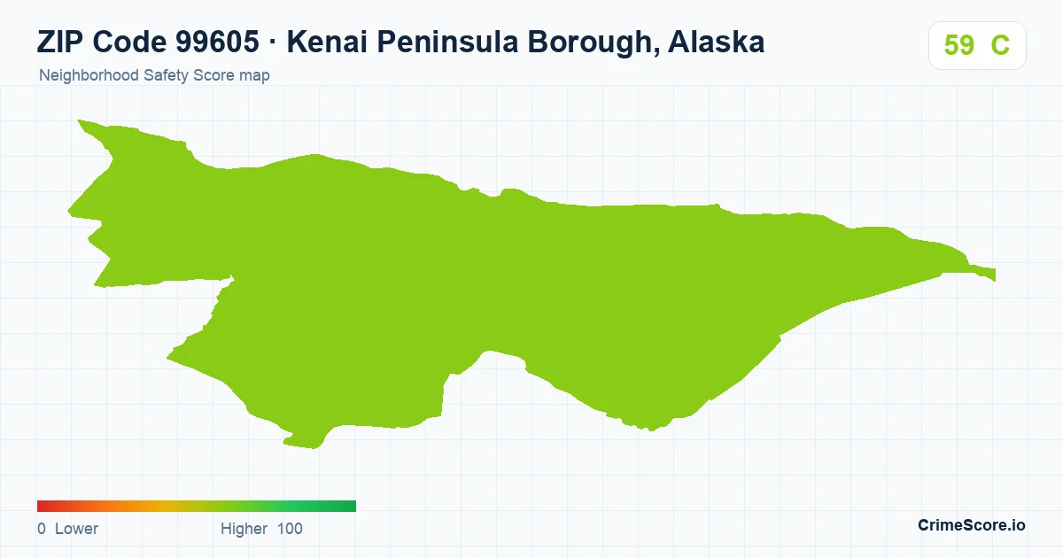 ZIP Code 99605 in Kenai Peninsula Borough, Alaska neighborhood Safety Score map