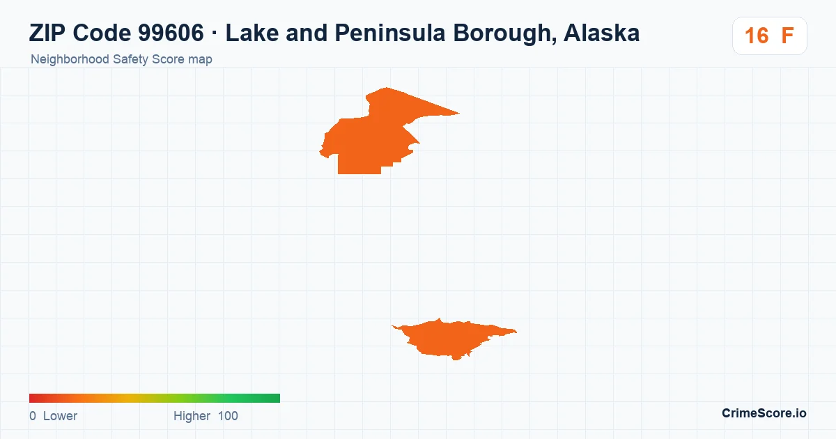 ZIP Code 99606 in Lake and Peninsula Borough, Alaska neighborhood Safety Score map