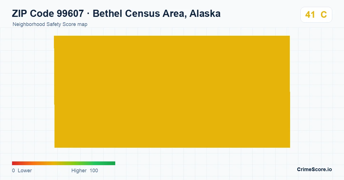 ZIP Code 99607 in Bethel Census Area, Alaska neighborhood Safety Score map