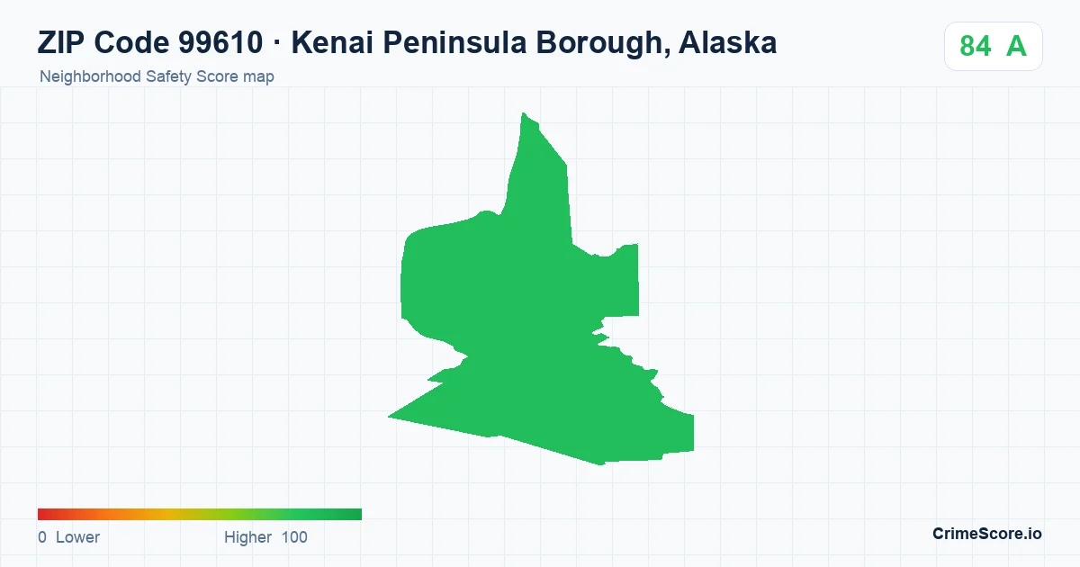 ZIP Code 99610 in Kenai Peninsula Borough, Alaska neighborhood Safety Score map
