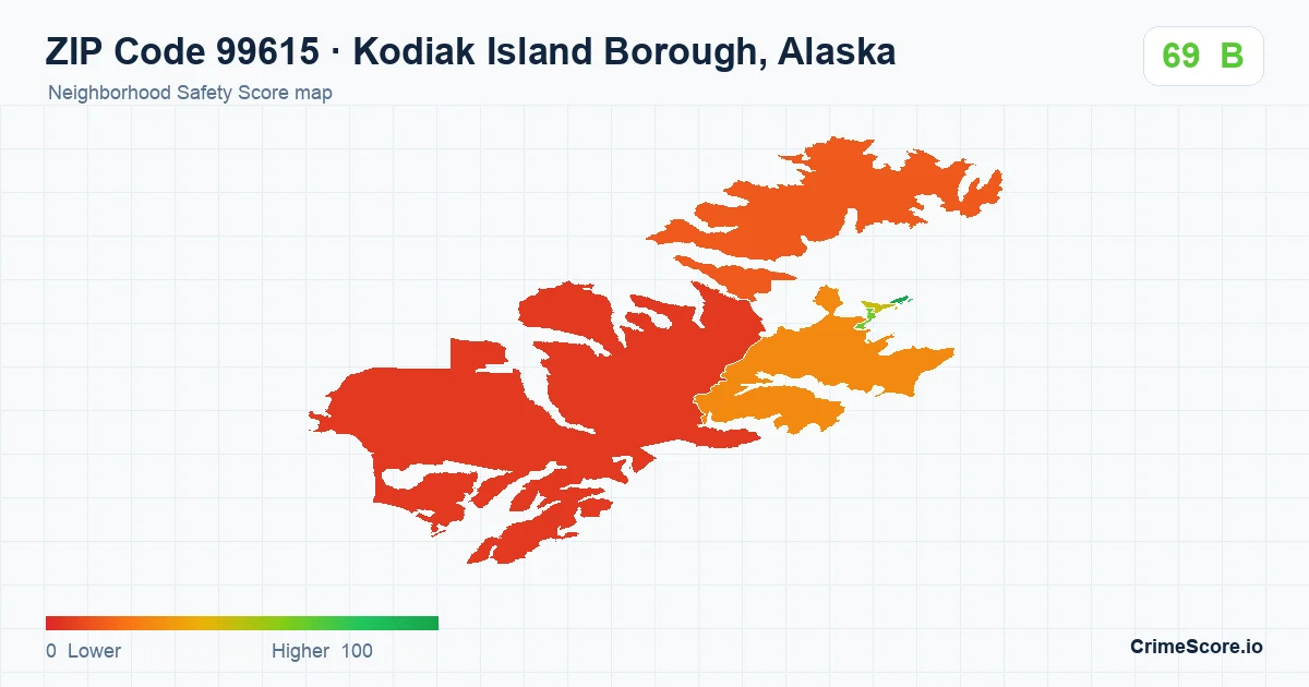 ZIP Code 99615 in Kodiak Island Borough, Alaska neighborhood Safety Score map