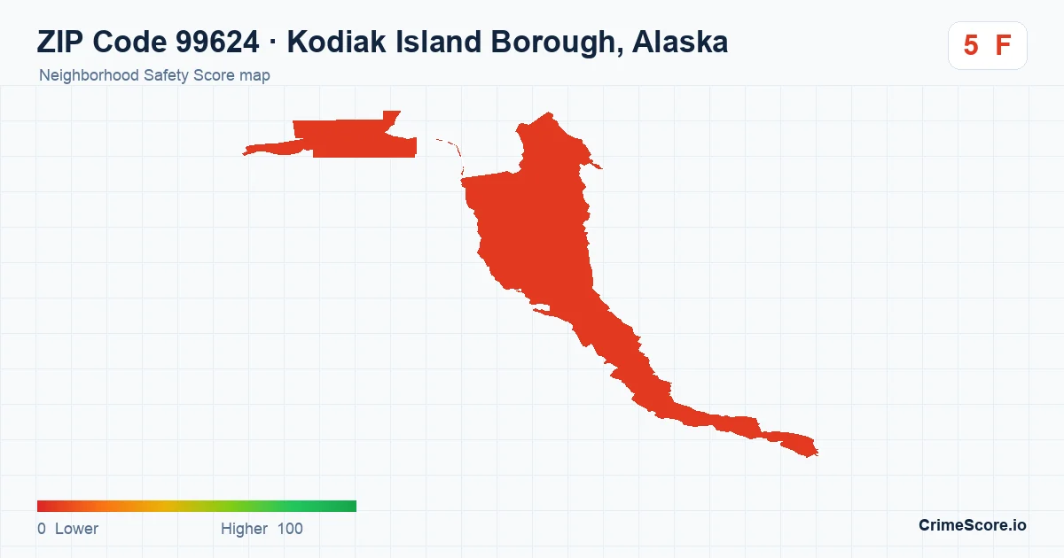 ZIP Code 99624 in Kodiak Island Borough, Alaska neighborhood Safety Score map