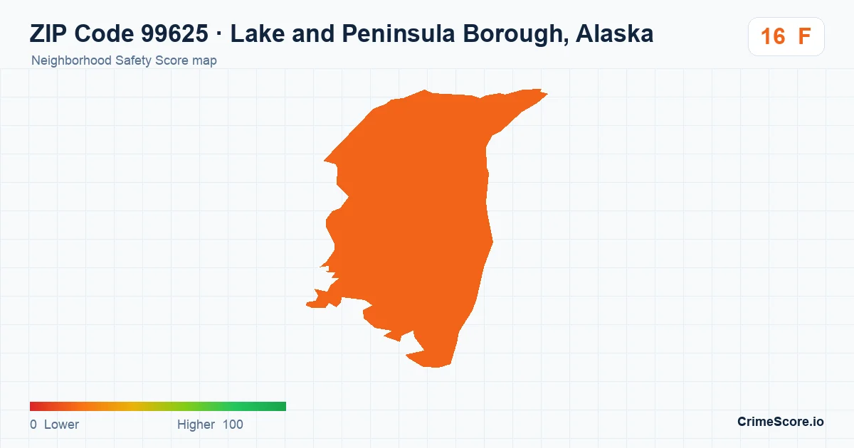 ZIP Code 99625 in Lake and Peninsula Borough, Alaska neighborhood Safety Score map