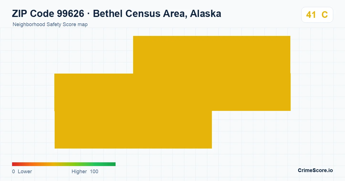 ZIP Code 99626 in Bethel Census Area, Alaska neighborhood Safety Score map
