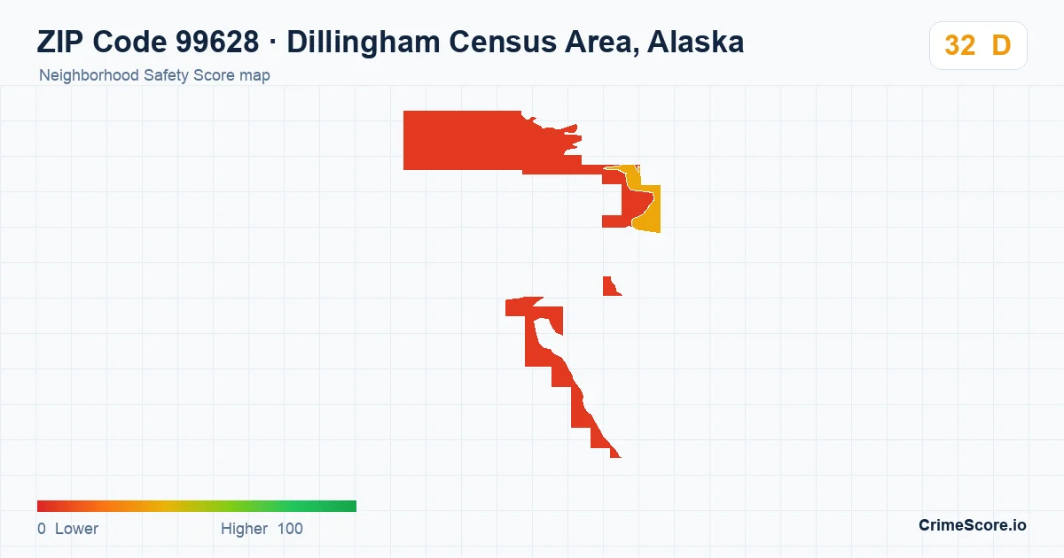 ZIP Code 99628 in Dillingham Census Area, Alaska neighborhood Safety Score map