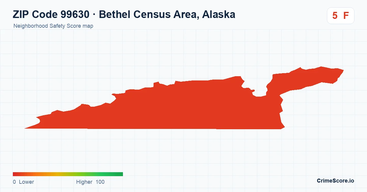 ZIP Code 99630 in Bethel Census Area, Alaska neighborhood Safety Score map