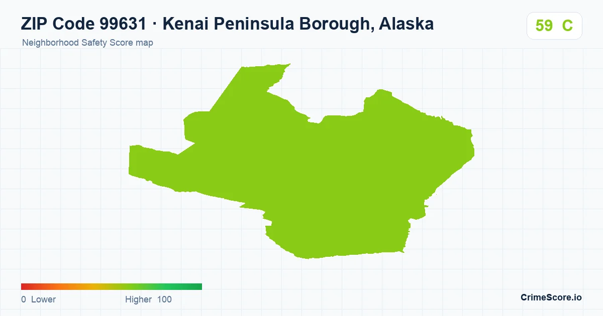 ZIP Code 99631 in Kenai Peninsula Borough, Alaska neighborhood Safety Score map