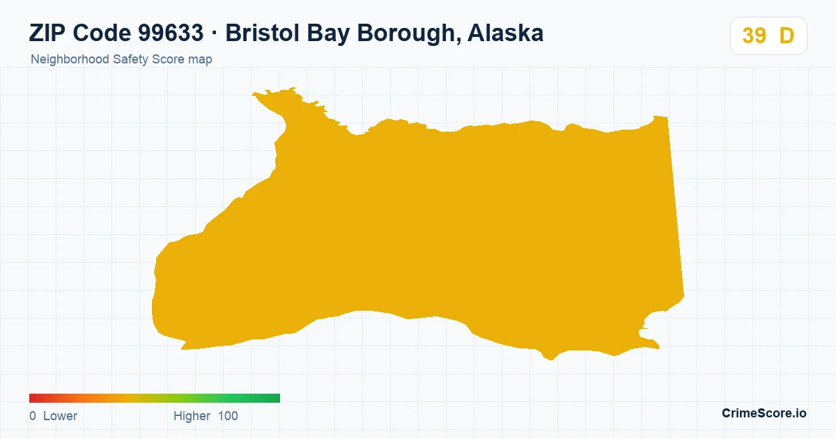 ZIP Code 99633 in Bristol Bay Borough, Alaska neighborhood Safety Score map
