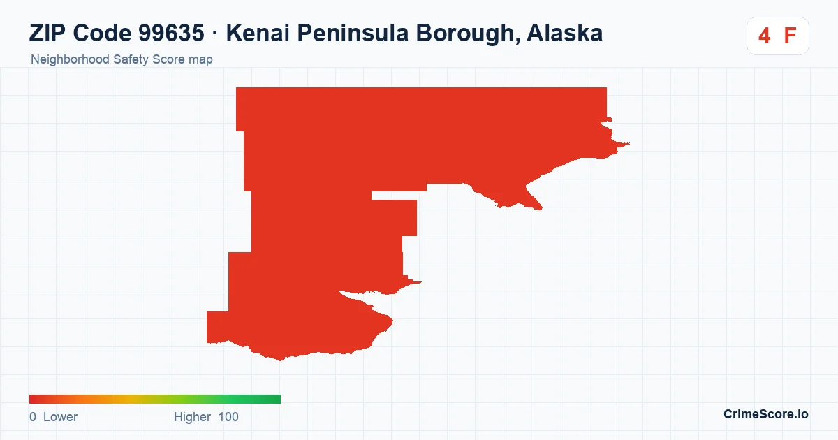 ZIP Code 99635 in Kenai Peninsula Borough, Alaska neighborhood Safety Score map