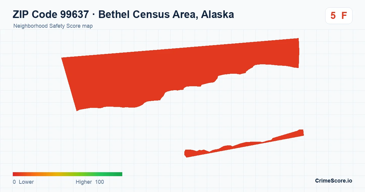 ZIP Code 99637 in Bethel Census Area, Alaska neighborhood Safety Score map