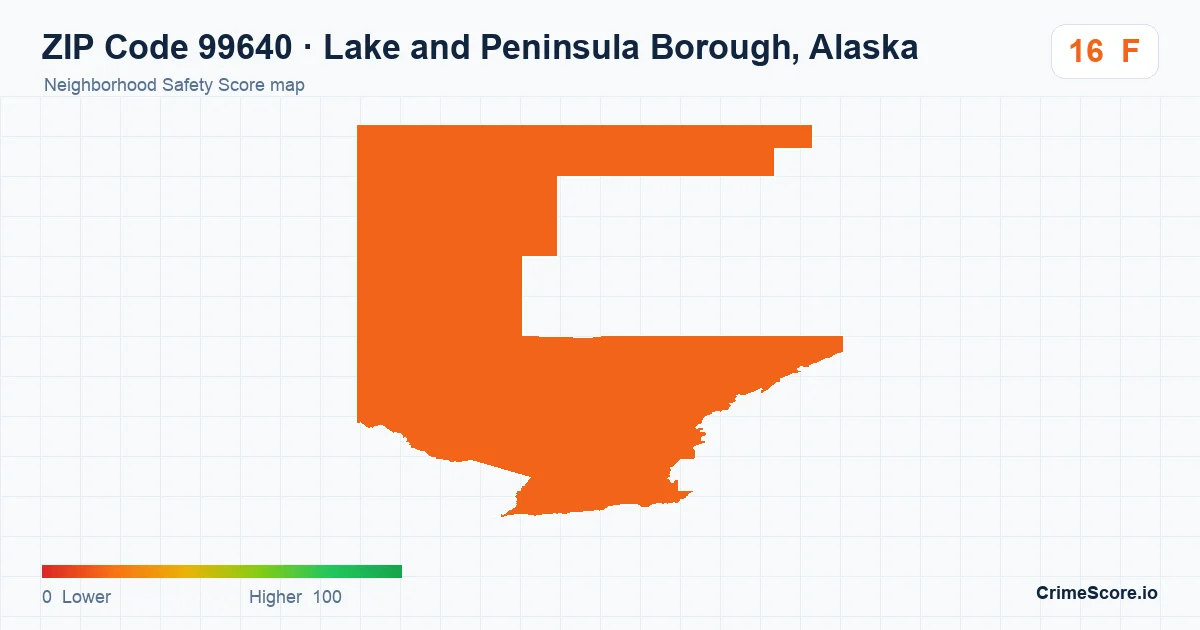 ZIP Code 99640 in Lake and Peninsula Borough, Alaska neighborhood Safety Score map