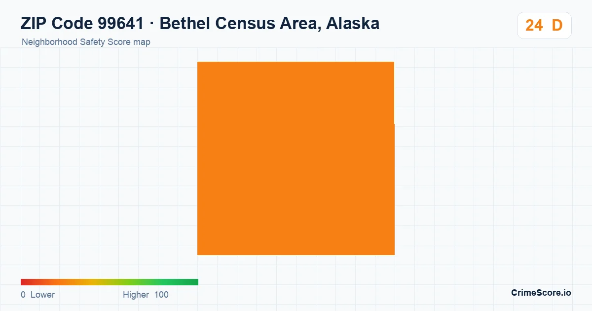 ZIP Code 99641 in Bethel Census Area, Alaska neighborhood Safety Score map