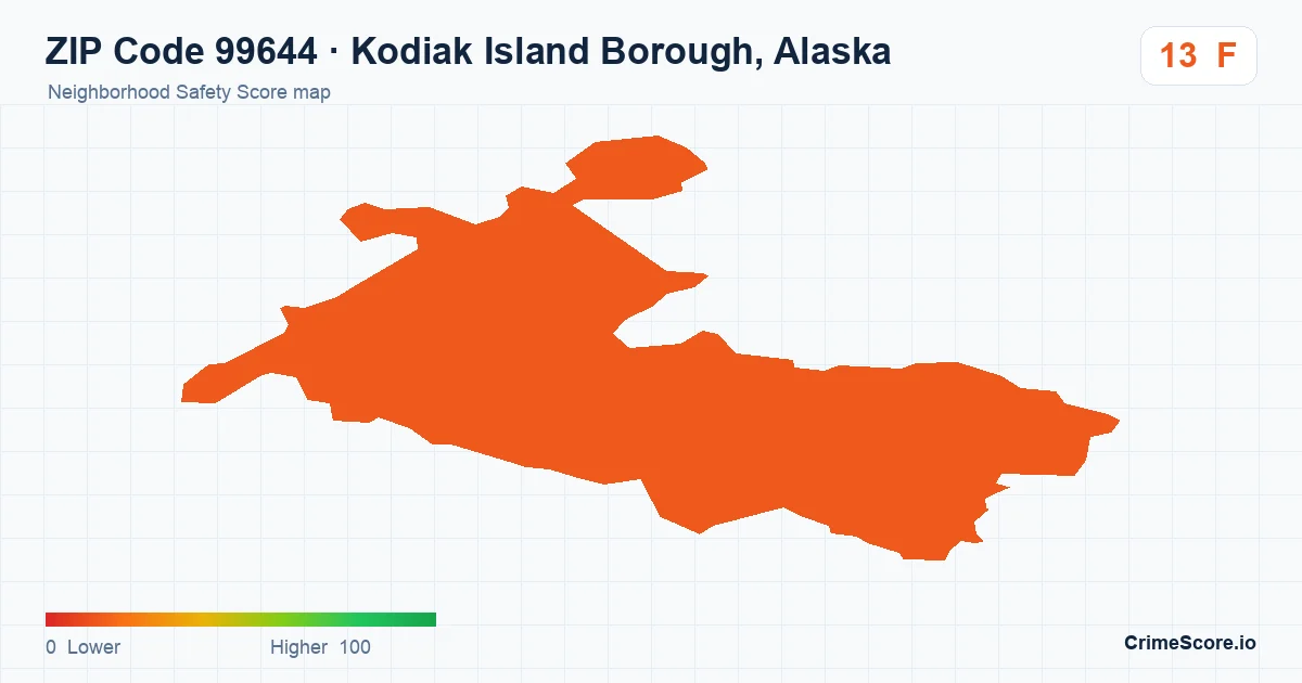 ZIP Code 99644 in Kodiak Island Borough, Alaska neighborhood Safety Score map