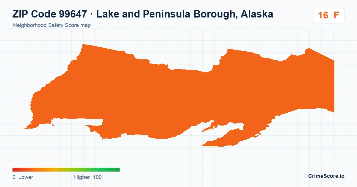 ZIP Code 99647 in Lake and Peninsula Borough, Alaska neighborhood Safety Score map