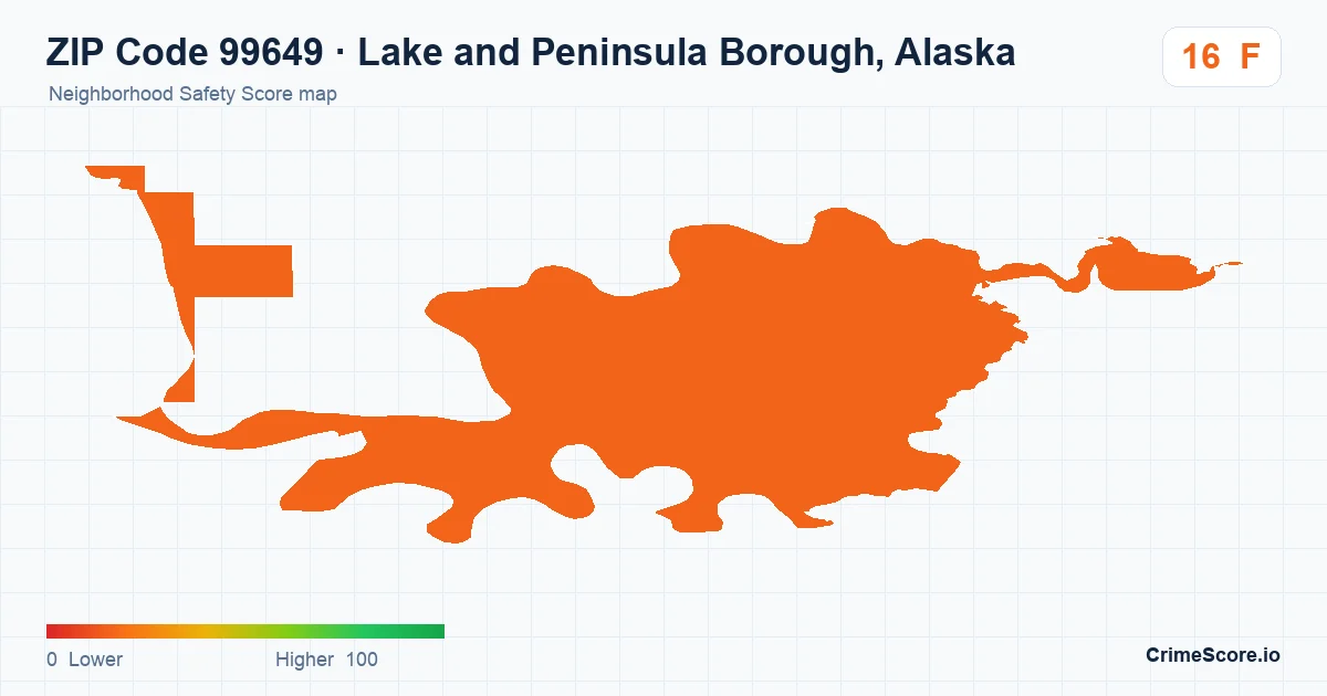 ZIP Code 99649 in Lake and Peninsula Borough, Alaska neighborhood Safety Score map