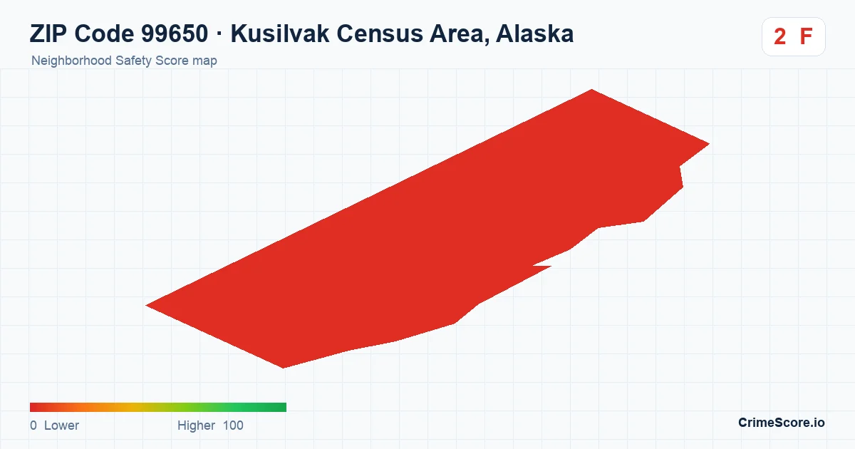 ZIP Code 99650 in Kusilvak Census Area, Alaska neighborhood Safety Score map