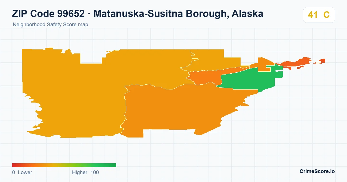 ZIP Code 99652 in Matanuska-Susitna Borough, Alaska neighborhood Safety Score map