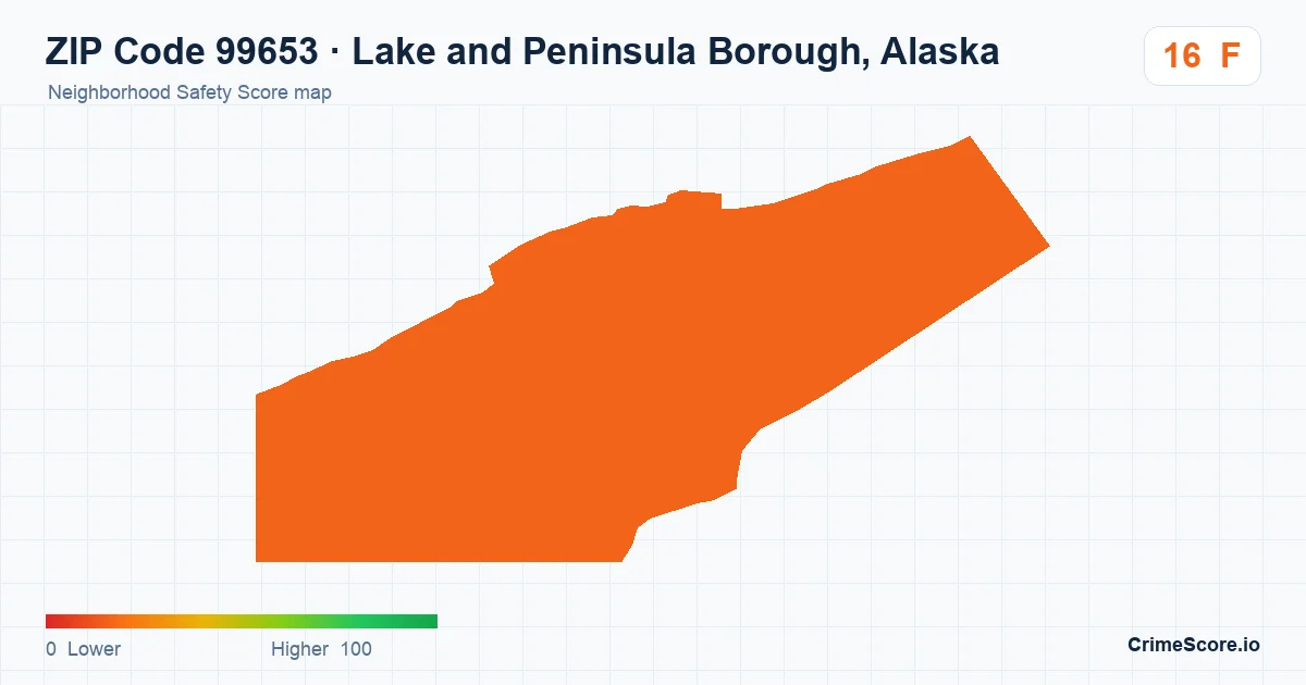 ZIP Code 99653 in Lake and Peninsula Borough, Alaska neighborhood Safety Score map