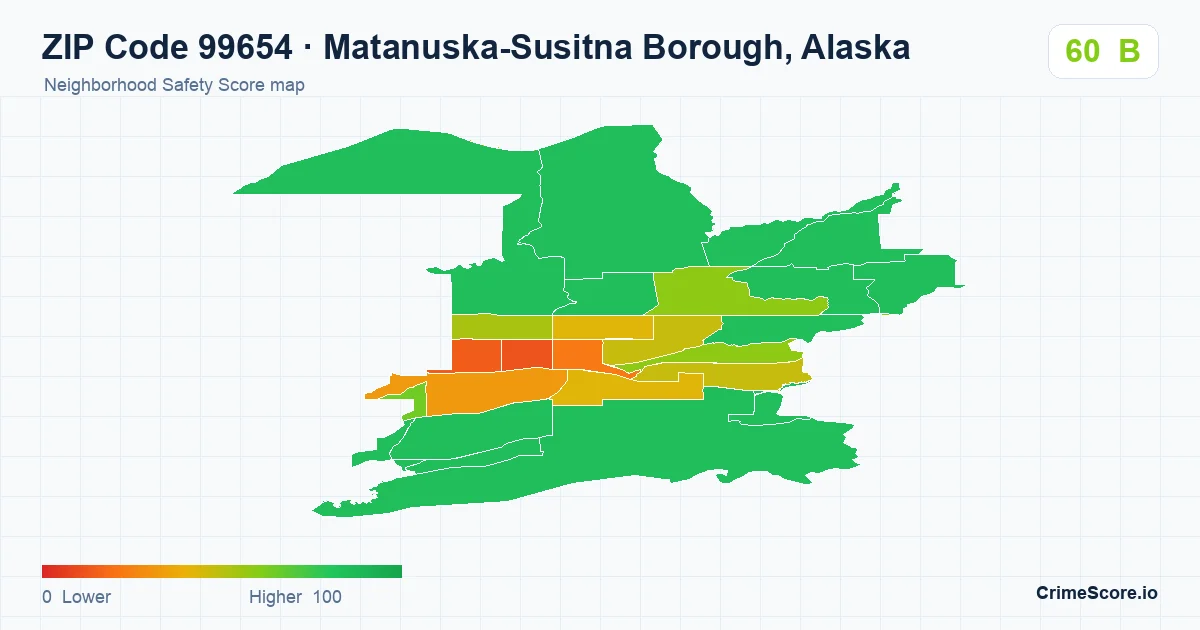 ZIP Code 99654 in Matanuska-Susitna Borough, Alaska neighborhood Safety Score map