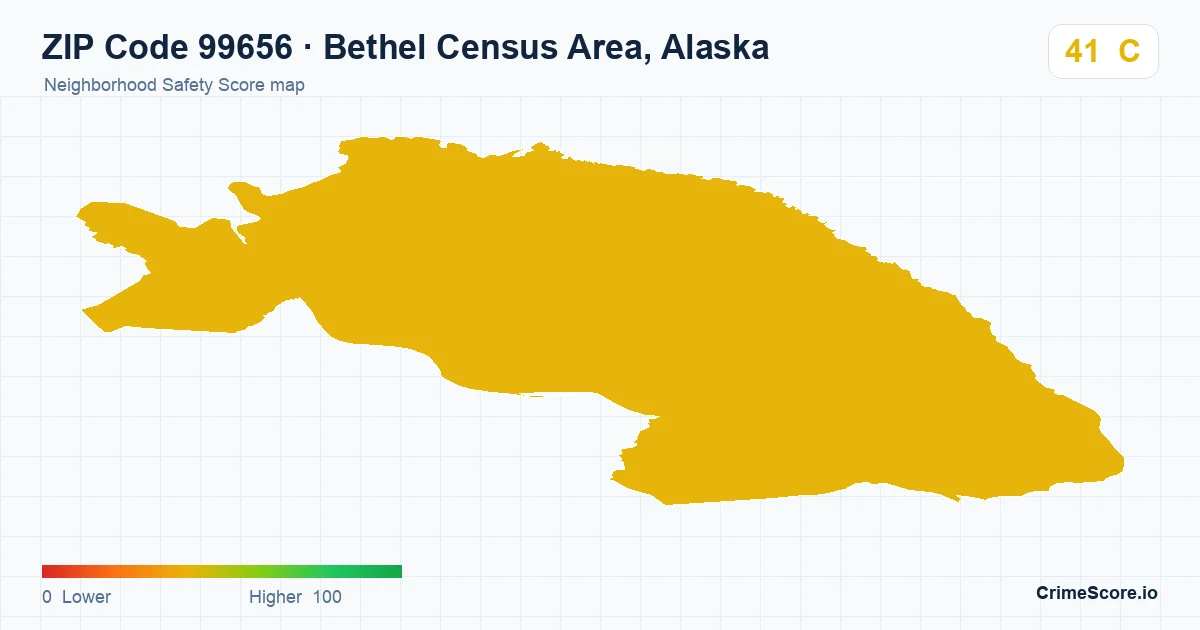ZIP Code 99656 in Bethel Census Area, Alaska neighborhood Safety Score map