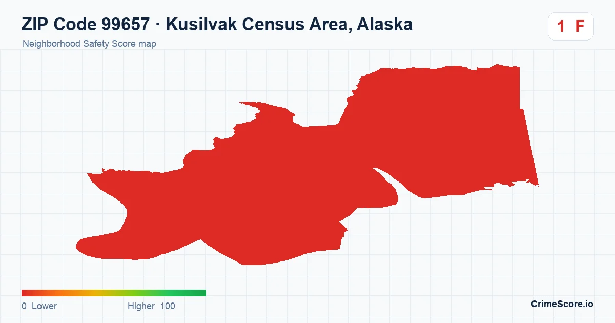 ZIP Code 99657 in Kusilvak Census Area, Alaska neighborhood Safety Score map