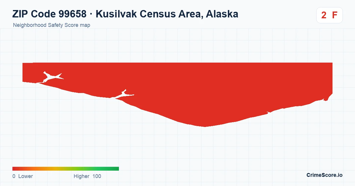 ZIP Code 99658 in Kusilvak Census Area, Alaska neighborhood Safety Score map