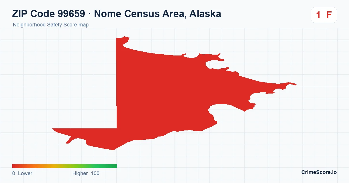 ZIP Code 99659 in Nome Census Area, Alaska neighborhood Safety Score map