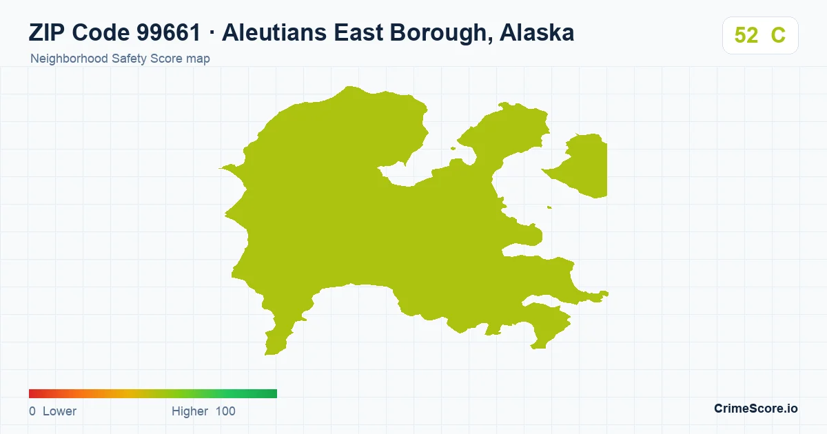 ZIP Code 99661 in Aleutians East Borough, Alaska neighborhood Safety Score map