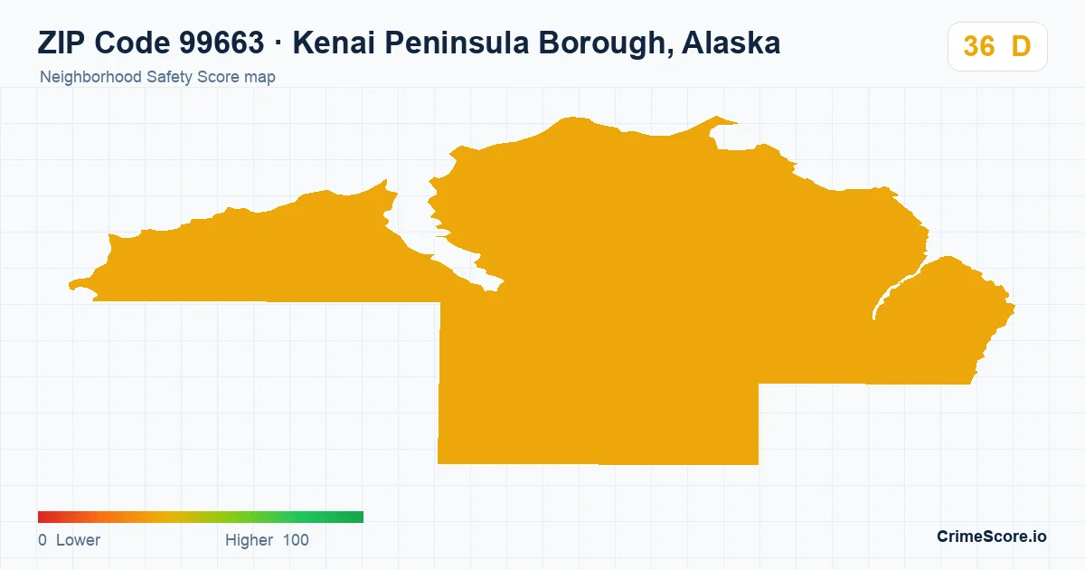 ZIP Code 99663 in Kenai Peninsula Borough, Alaska neighborhood Safety Score map