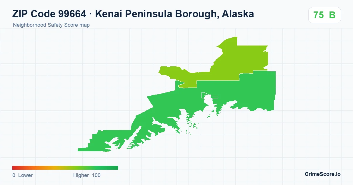 ZIP Code 99664 in Kenai Peninsula Borough, Alaska neighborhood Safety Score map