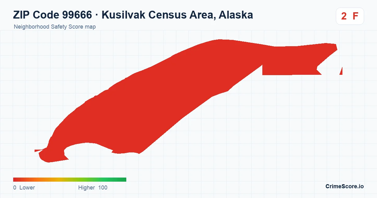 ZIP Code 99666 in Kusilvak Census Area, Alaska neighborhood Safety Score map