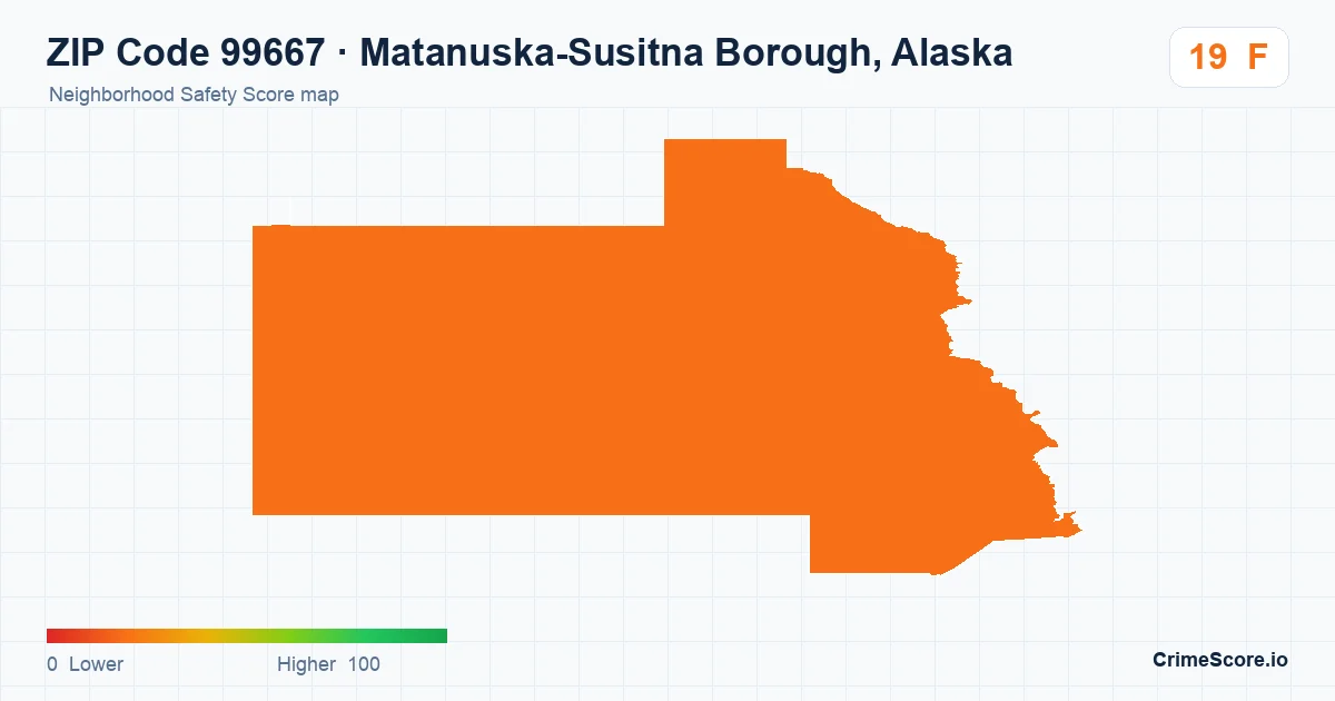 ZIP Code 99667 in Matanuska-Susitna Borough, Alaska neighborhood Safety Score map