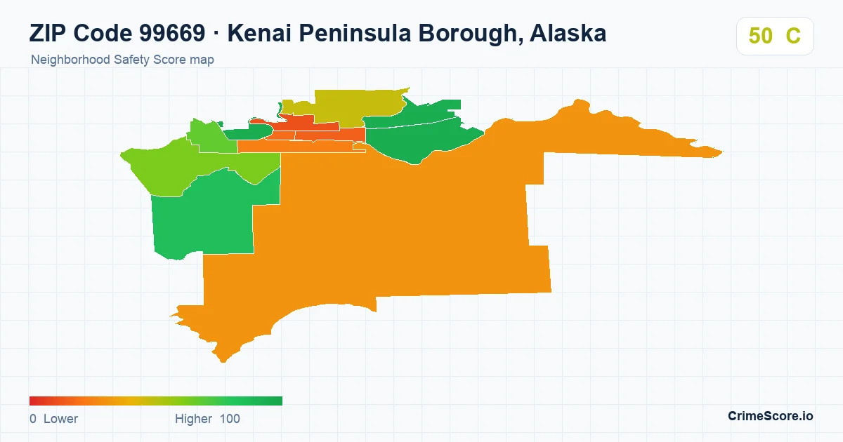 ZIP Code 99669 in Kenai Peninsula Borough, Alaska neighborhood Safety Score map