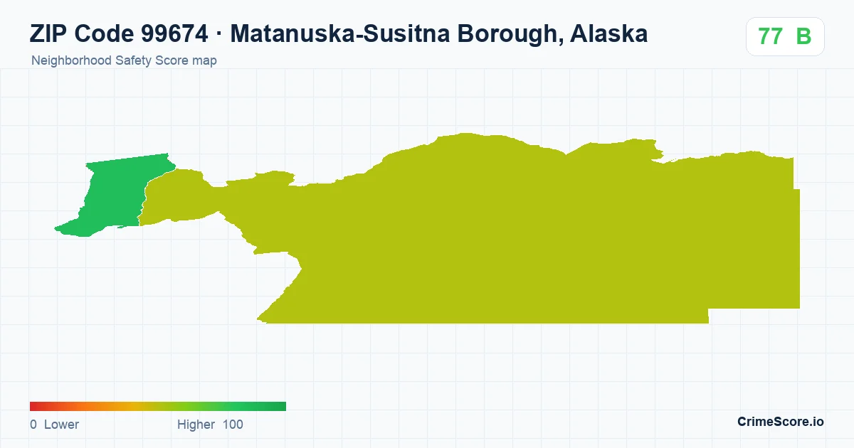 ZIP Code 99674 in Matanuska-Susitna Borough, Alaska neighborhood Safety Score map