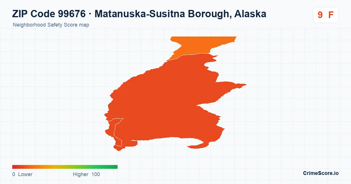 ZIP Code 99676 in Matanuska-Susitna Borough, Alaska neighborhood Safety Score map