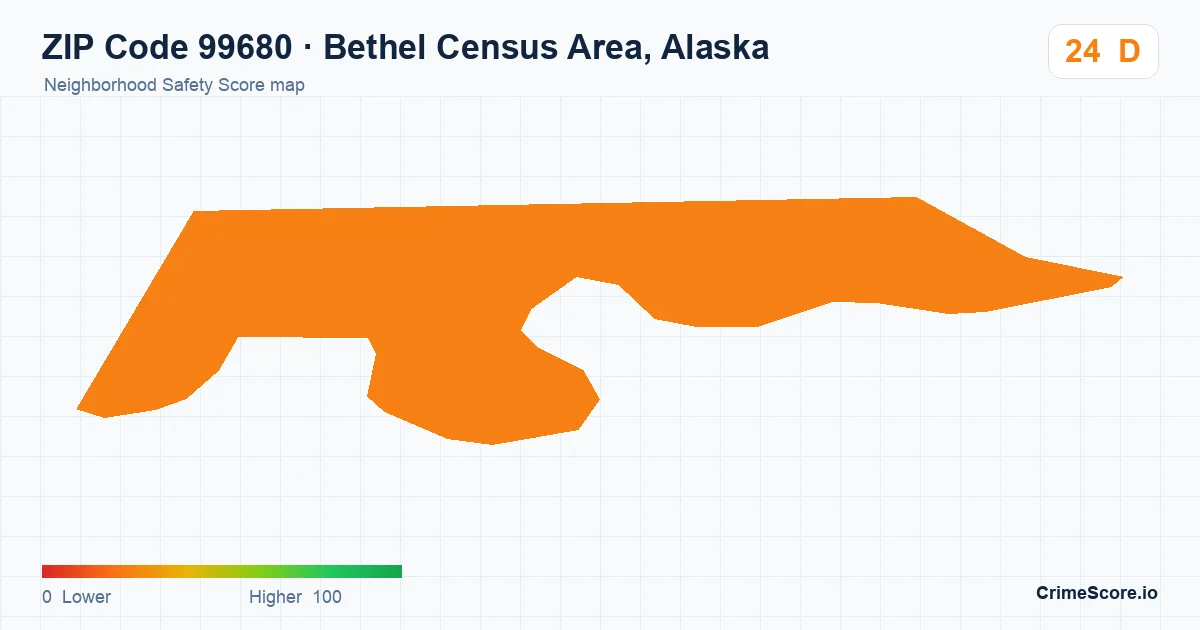 ZIP Code 99680 in Bethel Census Area, Alaska neighborhood Safety Score map