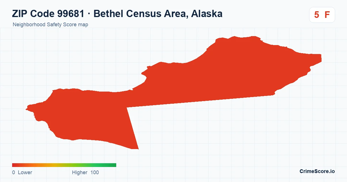 ZIP Code 99681 in Bethel Census Area, Alaska neighborhood Safety Score map