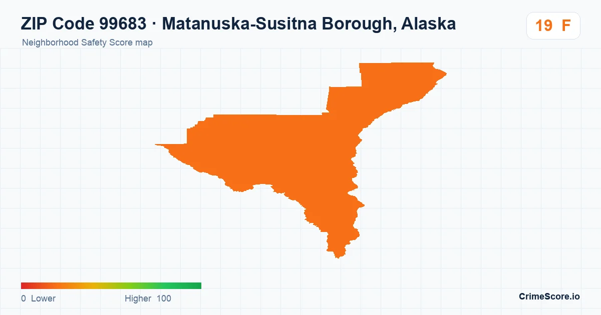 ZIP Code 99683 in Matanuska-Susitna Borough, Alaska neighborhood Safety Score map