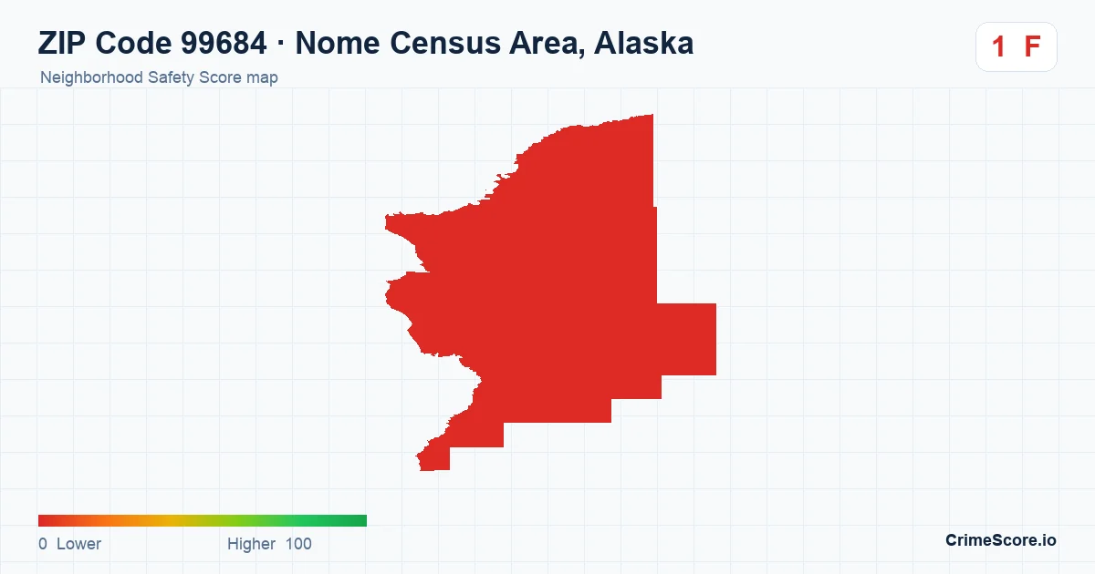 ZIP Code 99684 in Nome Census Area, Alaska neighborhood Safety Score map
