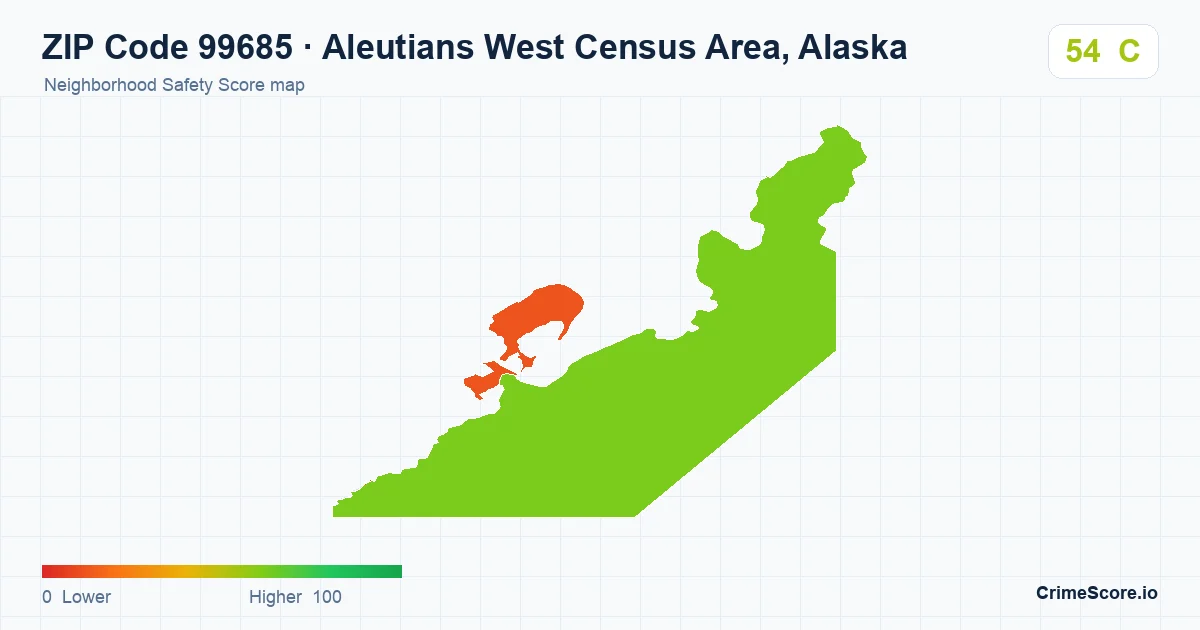 ZIP Code 99685 in Aleutians West Census Area, Alaska neighborhood Safety Score map