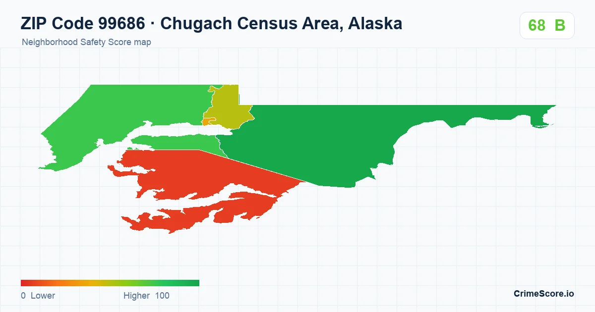 ZIP Code 99686 in Chugach Census Area, Alaska neighborhood Safety Score map