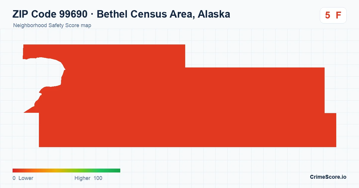 ZIP Code 99690 in Bethel Census Area, Alaska neighborhood Safety Score map