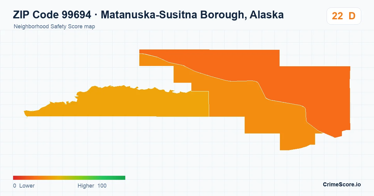 ZIP Code 99694 in Matanuska-Susitna Borough, Alaska neighborhood Safety Score map